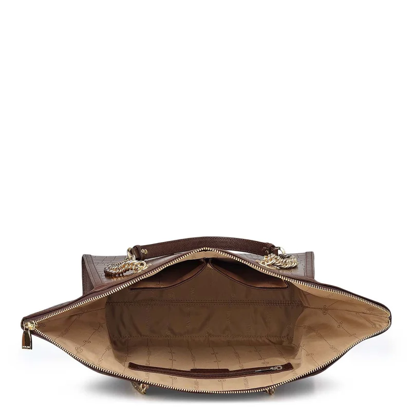 Da Milano Walnut Medium Croco Leather Tote - Walnut for Women | Best Price UAE